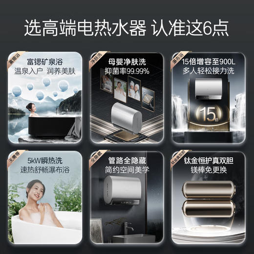 卡萨帝（Casarte）60升5kw速热家用储水式电热水器超薄双胆扁桶隐藏安装浴缸洗富锶泉一级能效CEC6007HD-CJ11AEKU1 商品图1