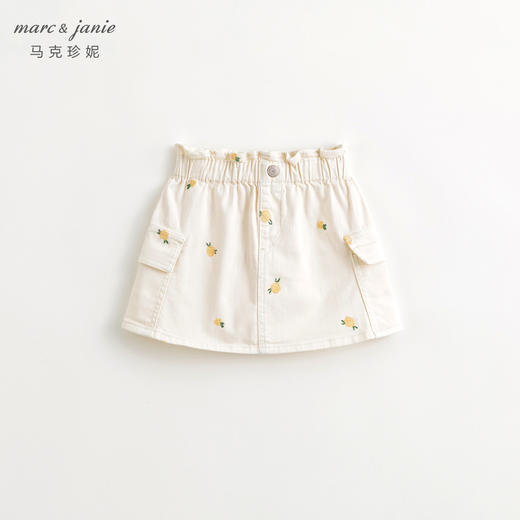 马克珍妮女童花边腰绣花牛仔短裙半身裙儿童裙子春装新款240055 商品图0