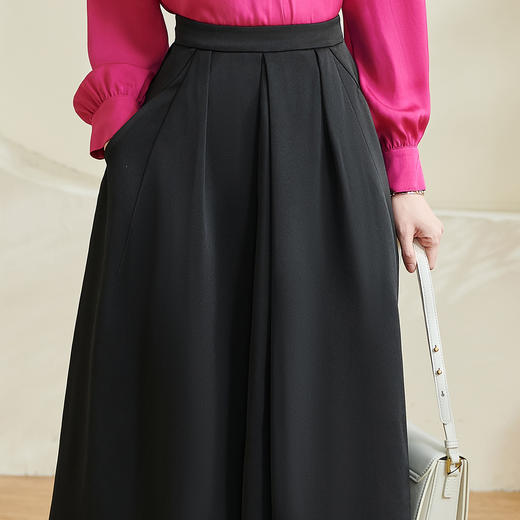 剩S/XL 米思阳2026春季新款通勤百搭黑色半身裙高腰显瘦褶皱中长裙女0196 商品图4