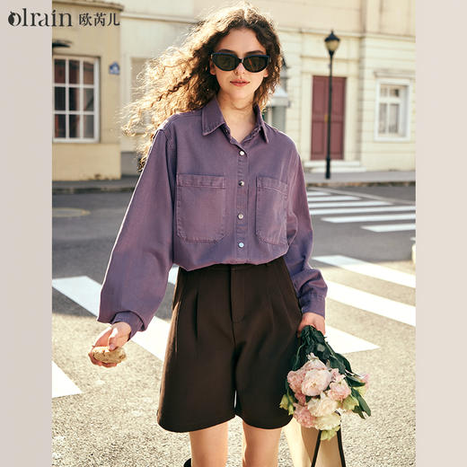OLrain欧芮儿法式宽松牛仔衬衫女早春2024年新款气质休闲通勤外套 商品图0