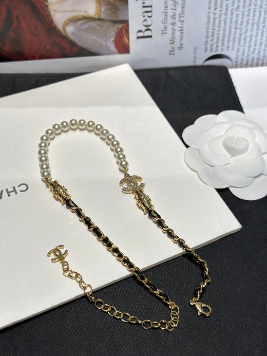 【深度定制】zp开版 CHANEL香奈儿 珠链条双C颈链🖤 新款穿皮双C满钻甜酷锁骨链 商品图7