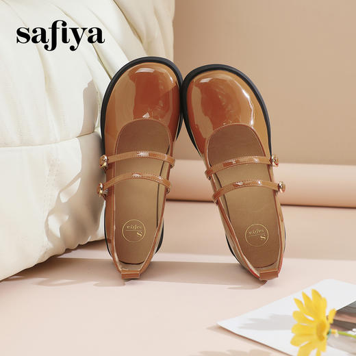 Safiya/索菲娅2024春季学院风休闲一字带浅口JK玛丽珍小皮鞋 SF41111079 商品图3