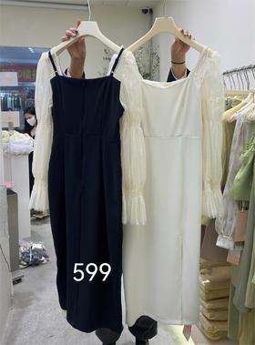 【门店同款】ENJOY春季公主纱袖收腰长裙 150249637