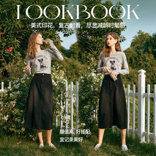 OLrain欧芮儿美式复古长袖T恤女早春2024年新款复古显瘦套头衫 商品图4