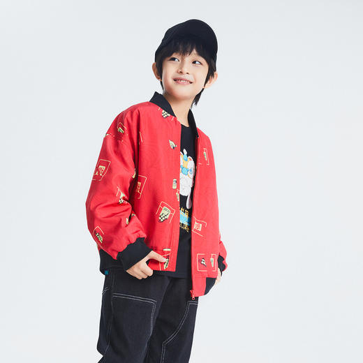 【新年红】男童夹克外套红色拜年服安奈儿童装EB315145 商品图3