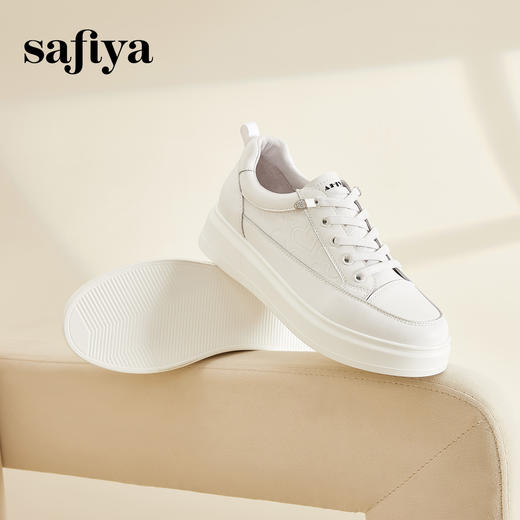 Safiya/索菲娅2024春新款轻便休闲内增高厚底爱心小白鞋板鞋 SF41112095 商品图2