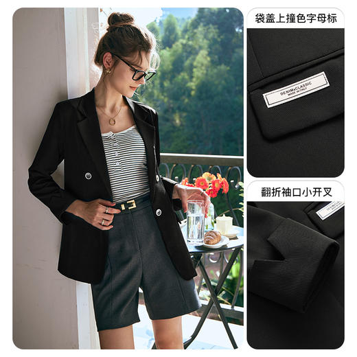 OLrain欧芮儿黑色西装女早春2024新款简约气质设计感休闲短外套 商品图2