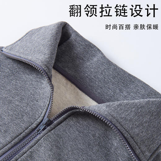 丁摩真丝拉绒加厚拉链领卫衣女冬季新款桑蚕丝外套秋大码上衣AL3S275 商品图3