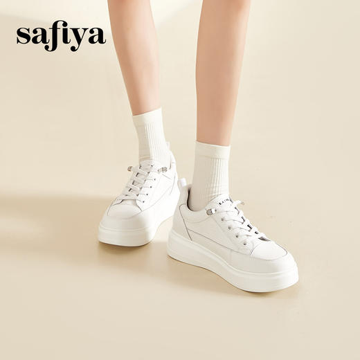 Safiya/索菲娅2024春新款轻便休闲内增高厚底爱心小白鞋板鞋 SF41112095 商品图4