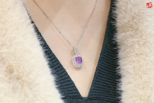 【娴雅】18k金镶帕帕拉恰蓝宝石吊坠 商品图5