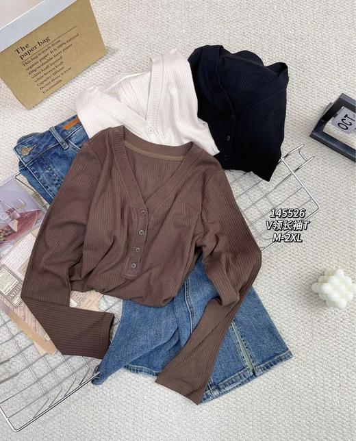 3BAZ145526#V领长袖T 商品图3