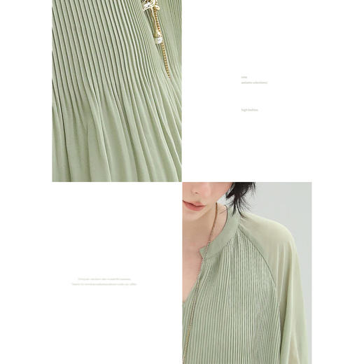 COCOBELLA渐变褶皱温柔气质雪纺衫女V领休闲衬衣NSR26 商品图1