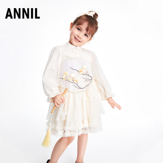 【新年红】女童连衣裙秋新款小童斗篷网纱宝宝公主裙优雅裙子安奈儿童装TG313023 商品图1