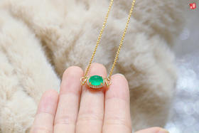 【岚翠】18k金镶祖母绿石吊坠