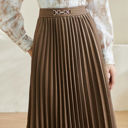 米思阳2025春季新款通勤百搭高腰半身裙洋气修身垂感百褶裙女0335 商品图3