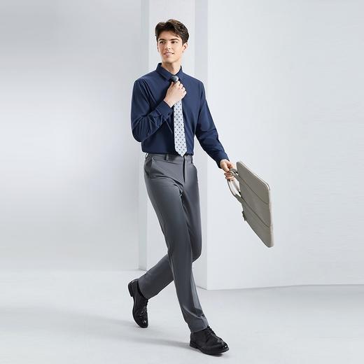 【含莫代尔】柒牌男士长袖衬衫春季新款商务休闲凉感醋酸翻领衬衣	126A70950 商品图3