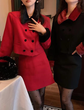 【门店同款】ENJOY冬季氛围感撞色毛毛套装 155107216