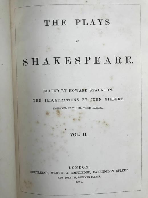 1859年 莎士比亚作品集（卷2） 约翰·吉尔伯特数百幅插图 皮装16开 商品图2