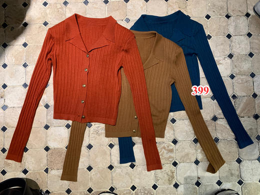 【门店同款】ENJOY2023年秋季复古翻领针织开衫 154422231 商品图0