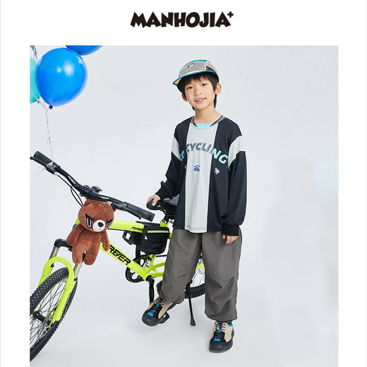 漫画家潮趣童装24春新款卡通印花运动速干亲肤凉感长袖T恤中大童 商品图1