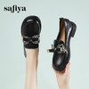 Safiya/索菲娅2024春季 复古学院风粗跟软底蝴蝶结英伦乐福鞋 SF41112087 商品缩略图0