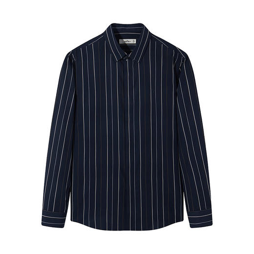 【含竹纤维】柒牌男装长袖衬衫春秋新款撞色条纹商务休闲方领衬衣	126A70660 商品图4