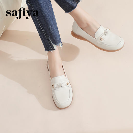 Safiya/索菲娅2024春季复古圆头休闲百搭软底一脚蹬坡跟单鞋 SF41111136 商品图3