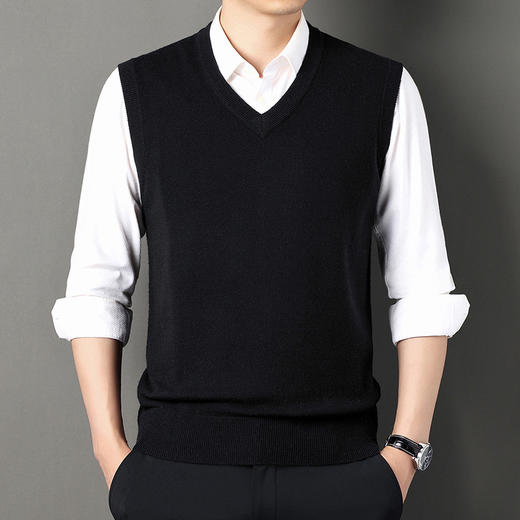 红览羊毛背心男士时尚冬季休闲V领男装无袖打底衫羊毛衫马甲毛衣男ALMQD001 商品图10