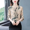MZ 13897法式上衣气质印花衬衣蝴蝶结系带衬衫 商品缩略图0