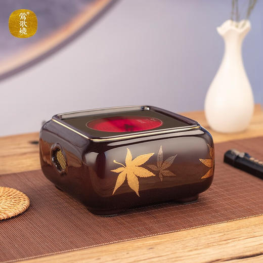 莺歌烧四方大漆地金枫纹电陶炉轻音家用煮茶茶炉红外线泡茶具茶器台式泡茶煮茶器金枫叶【厂家直发】 商品图2