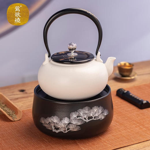 莺歌烧 黑底银松电陶炉 莺歌烧电陶炉轻音家用遥控器烧水煮茶器茶道泡茶茶炉【厂家直发】 商品图6