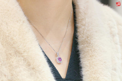 【娴雅】18k金镶帕帕拉恰蓝宝石吊坠 商品图6