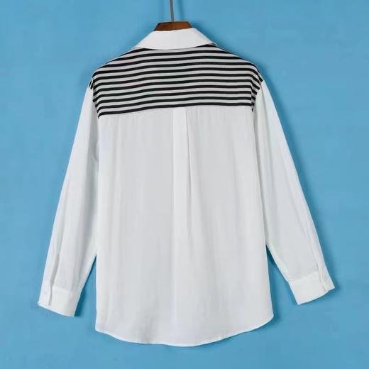 A7066       气质休闲撞色条纹拼接假两件长袖上衣（特价不退换） 商品图4