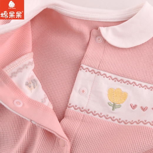棉果果专柜同款春季新品女童华夫格质感纯棉对开连体衣M122722224002 商品图2