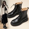 ZHR厚底马丁靴2024春季新款简约百搭圆头粗跟英伦风加绒保暖短靴 商品缩略图0