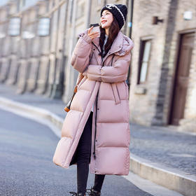 韩系气质时尚静奢风，加厚保暖90白鸭绒长款羽绒服HR-8656