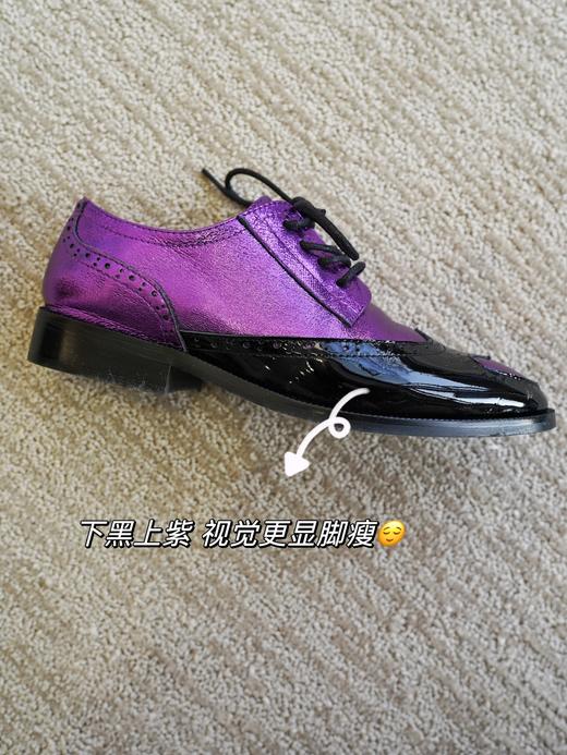 “紫气东来”小紫皮鞋💜花花团du家开发定制2024早春新款英伦深口鞋复古时髦； 手工鞋源头工厂定制 3cm跟高优雅百搭  金皱羊皮+牛漆皮 光泽明亮吸睛篙级抗皱好打理 内里小牛皮吸湿透气耐磨舒适！ 商品图7