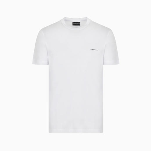 【二】EMPORIO ARMANI 阿玛尼 男士莱赛尔纤维混纺字母徽标印花圆领短袖T恤 白色 8N1TD8 1JUVZ 0100 商品图0