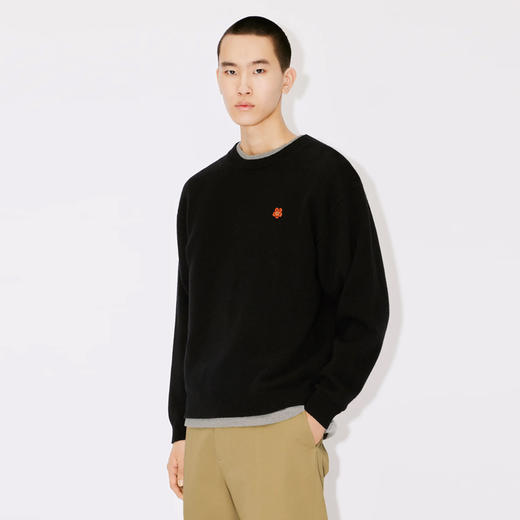 KENZO 高田贤三 男士“BOKE FLOWER”徽章刺绣羊毛针织衫 黑色 FD65 PU419 3LC 99J 商品图1