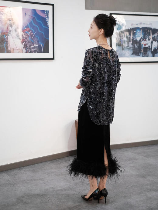 盛唐牡丹 |丝绒山茶花女上衣 商品图4