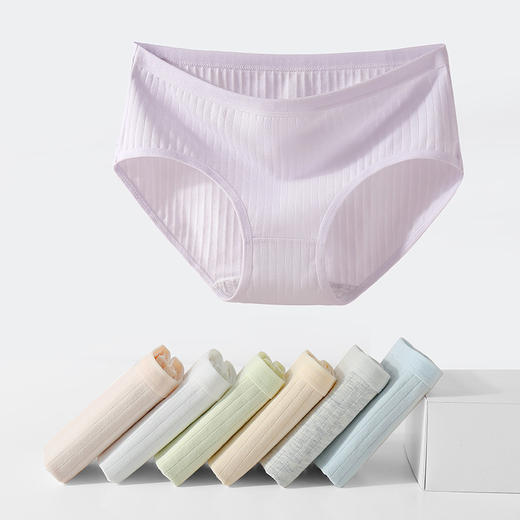 「7条装！日系莫兰迪色」简约纯棉女士内裤 中腰纯棉底裆包臀不卡档四季可穿内衣配饰 商品图3