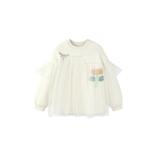 迷你巴拉女童卫衣春季宝宝时尚甜美网纱拼接儿童长袖上衣 商品图4