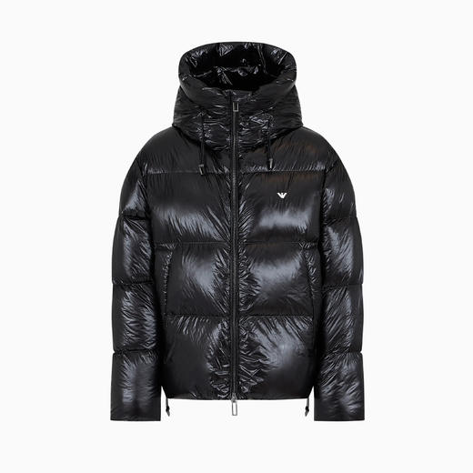 EMPORIO ARMANI 阿玛尼 男士防水绗缝尼龙连帽羽绒服 黑色 6R1B97 1NKZZ 0999 商品图0