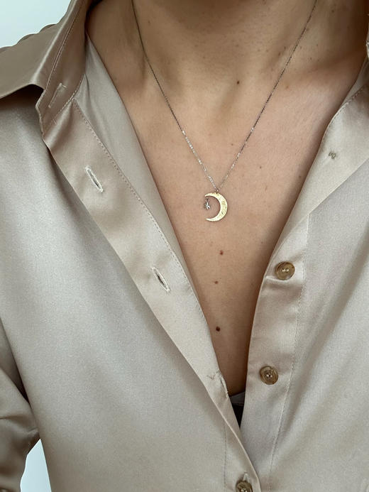 momoko｜18x14mm Crescent Moon & Star Necklace [项链 3色可选] 商品图1