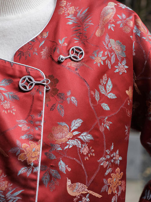 盛唐牡丹 |宋锦散花纹夹棉外套(不夹棉)(特殊定制） 商品图3