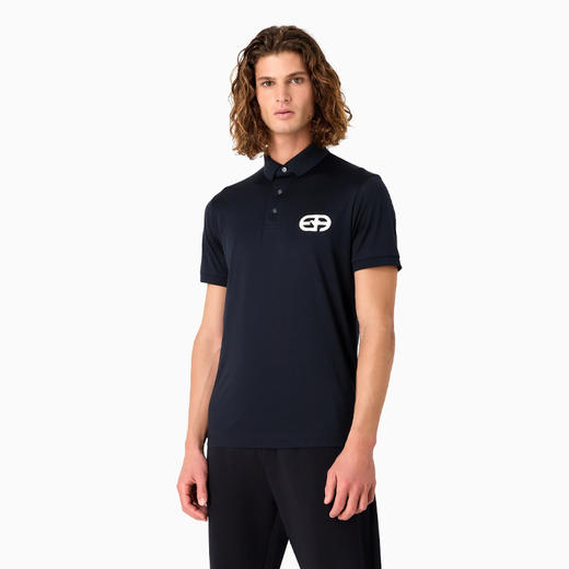 【二】EMPORIO ARMANI 阿玛尼 男士莱赛尔纤维混纺平纹针织短袖 Polo 衫 深蓝色 8N1FB6 1JUVZ 0920 商品图1