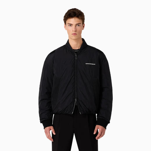 EMPORIO ARMANI 阿玛尼 男士徽标细节立领拉链羽绒服 黑色 6R1B84 1NHMZ 0066 商品图1