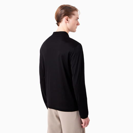 EMPORIO ARMANI 阿玛尼 男士常规版型长袖polo衫 黑色 6R1F85 1JUVZ 0999 商品图2