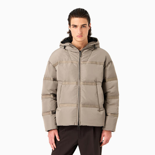 EMPORIO ARMANI 阿玛尼 男士防水羽毛填充连帽羽绒服 灰色 6R1B90 1NCFZ 0643 商品图1