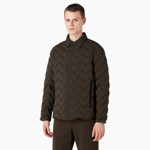 EMPORIO ARMANI 阿玛尼 男士经典领人字纹绗缝尼龙可折叠羽绒服 绿色 6R1B85 1NFGZ 0583 商品图1